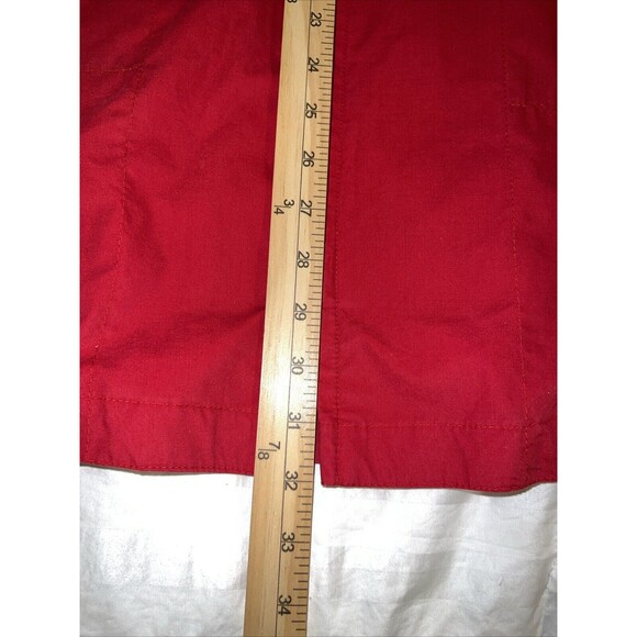 Vintage London Fog Jacket Red Medium Zip Hood Shoulder Pads Buttons Pockets - Picture 11 of 15